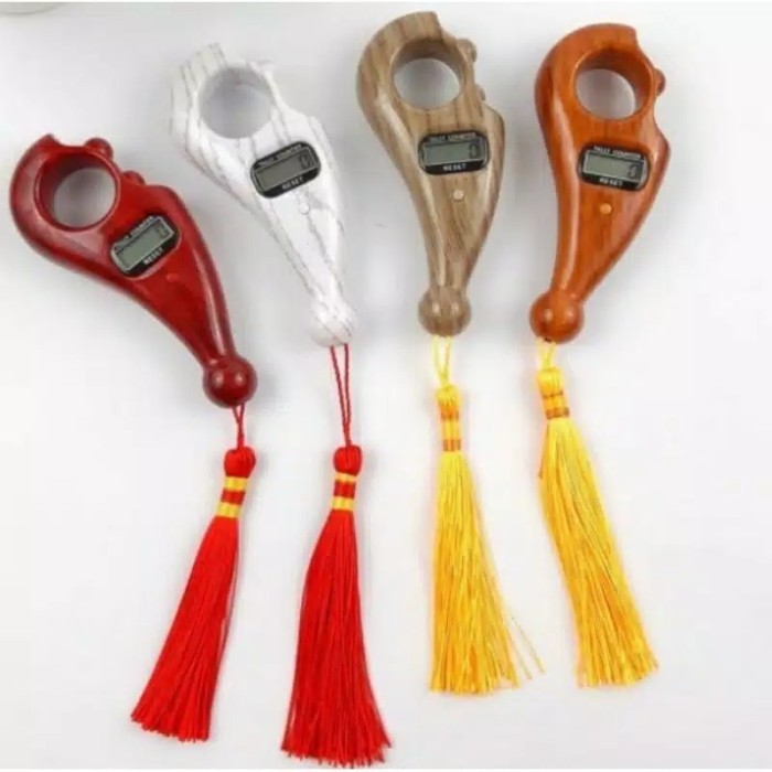COD Digital Counter Motif Kayu Wooden Scrolled Premium Tasbih Digital