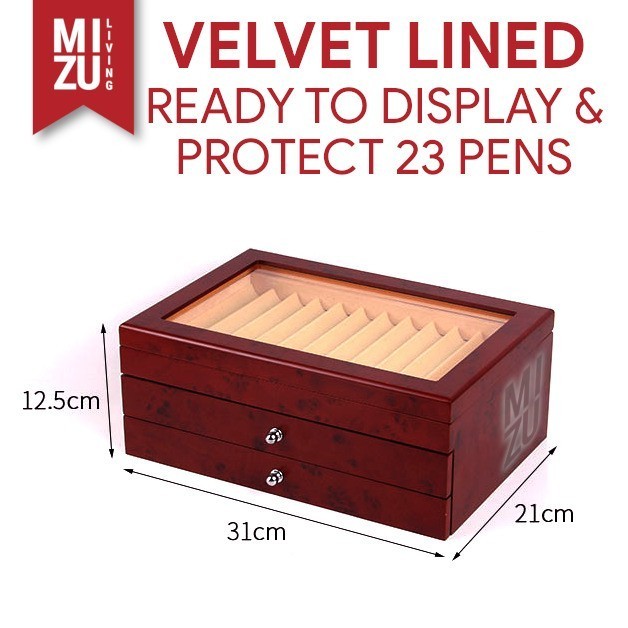 

Mizu Zeitaku 34 Fountain Pen Display Case Wooden Box Storage Kotak Pen
