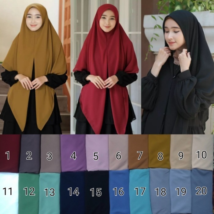 Hijab Segitiga Instan Ceruty Jumbo Jilbab Bergo Ceruti Kerudung Zipper