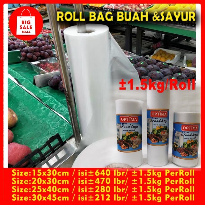 

Plastik Roll Bag Buah & Sayur Plastik Food Grade 1.5 Kg Fotocopy