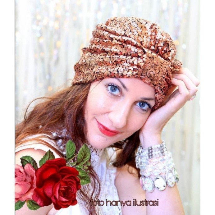 Turban Dewasa Turban Instan Sequin Mewah Turban Mewah Turban Pesta