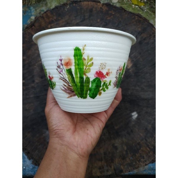 Pot Vas Dekorasi Rumah Putih Murah Tanaman Bunga Plastik Hias Unik 17