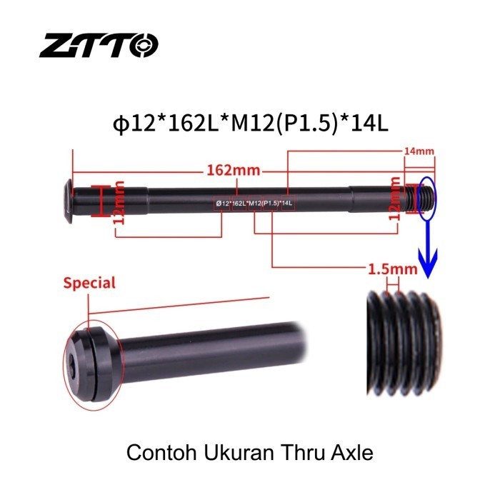 Ztto Bicycle Thru Axle Quick Release - Ta Thru Axle Sepeda Qr