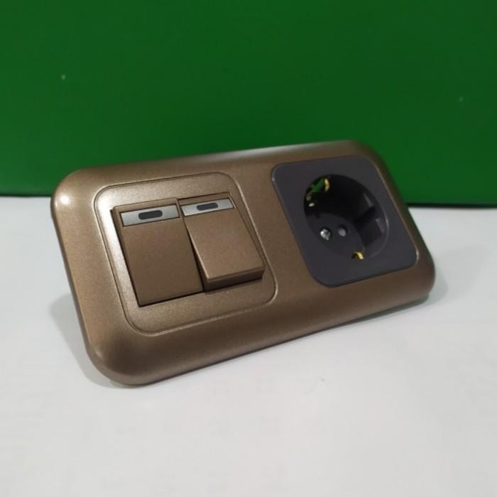 STOPKONTAK + SAKLAR 2 GANG LED PANASONIC BROWN