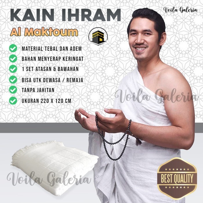 Kain Ihrom Jumbo Pria Dewasa 1 Set Perlengkapan Haji Umroh Baju Ihram