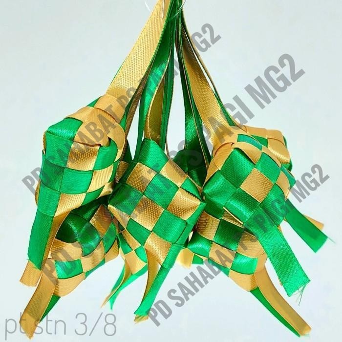 

Ketupat Lebaran Pita 3/8 Satin Hijau Terang Gold (1 Ikat 10 Pcs) 060