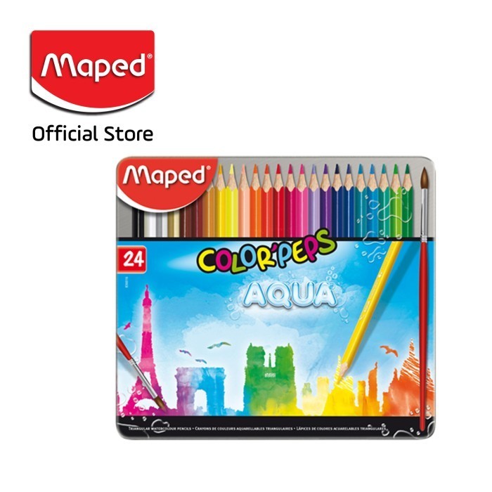 

Bergaransi Maped Pensil Warna Water Color Pencil 24' - Metal Box Promo