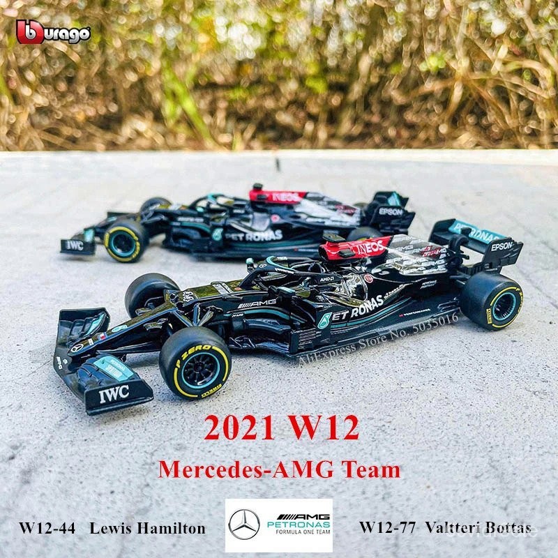 ☀Bburago 1:43 2023 F1 Mercedes-AMG W12 44 Lewis Hamilton 77 Valeri Boas Foula Satu Simulasi Paduan M