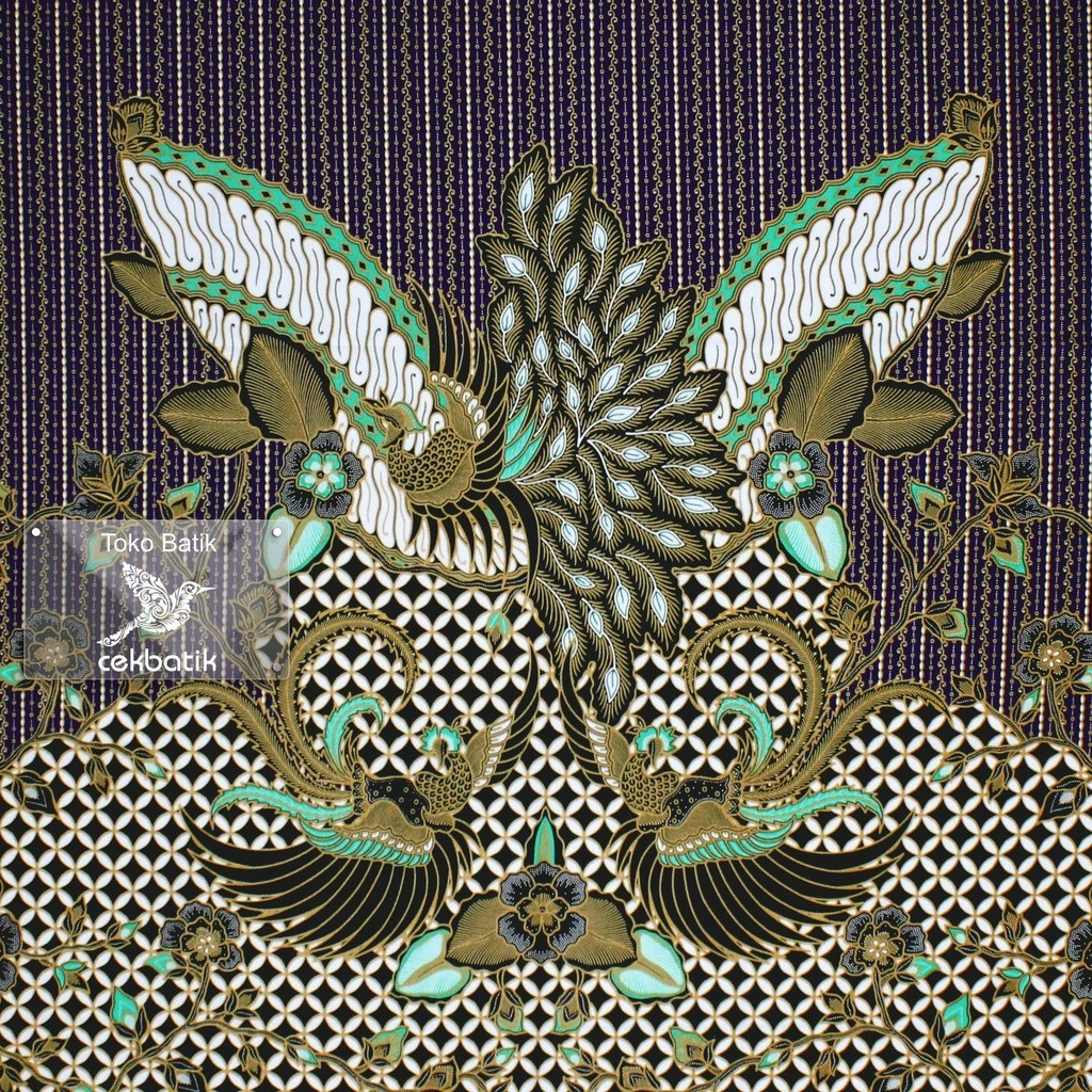kain batik - Motif Bunga Burung Liris Ungu Oriental