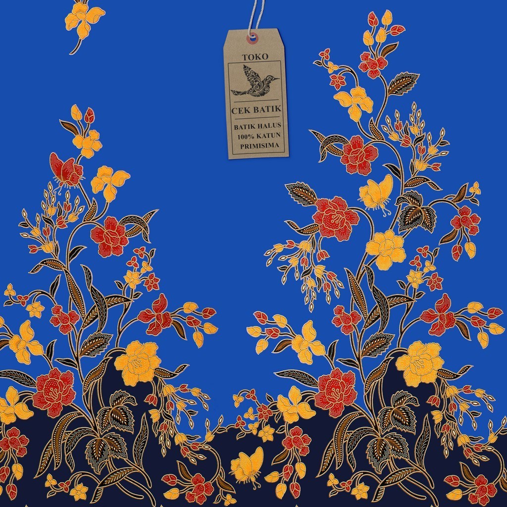 kain batik - Motif Batik Bunga Anggun Manis (Biru Muda)