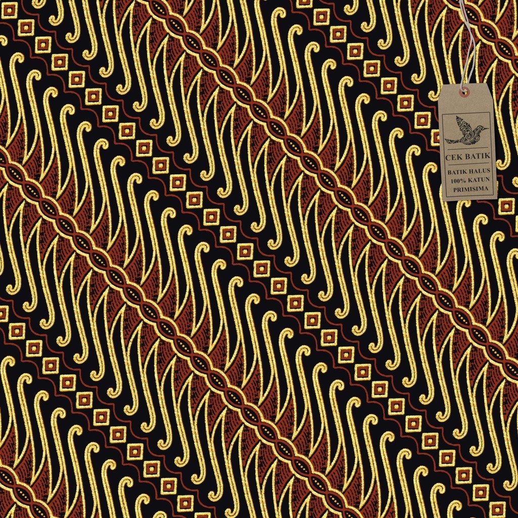 Kain Batik - Motif Parang Pancing Prada Jawa Berlapis Emas/Gold