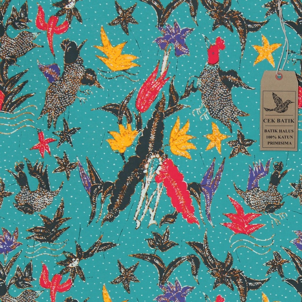 Kain Batik - Motif Madura Burung Unik (Hijau Tosca)