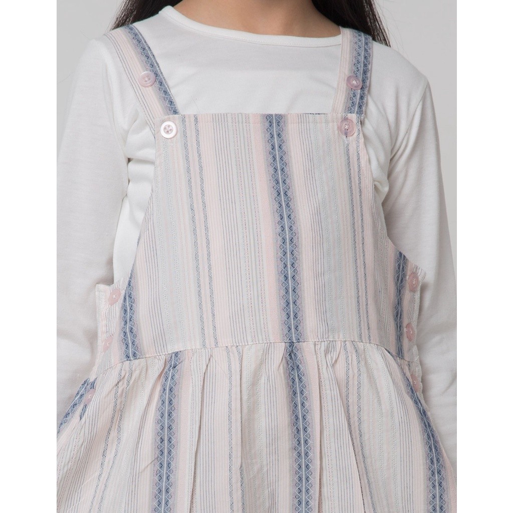 [ONLINE EXCLUSIVE] Little M Midi Dress Overall Woven Garis Anak Perempuan 116732216