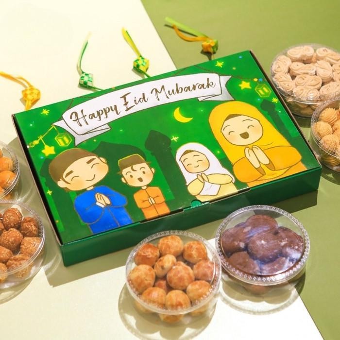 

Box Kotak Kue Kering Lebaran Isi 6 Toples 250Gr Dus Hampers Idul Fitri 049