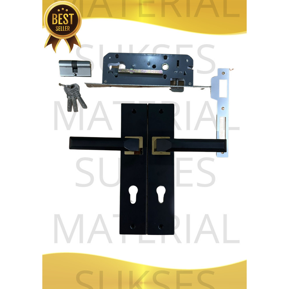 KUNCI PINTU HANDLE ATS PRO HITAM / KUNCI PINTU SET GAGANG PINTU RUMAH