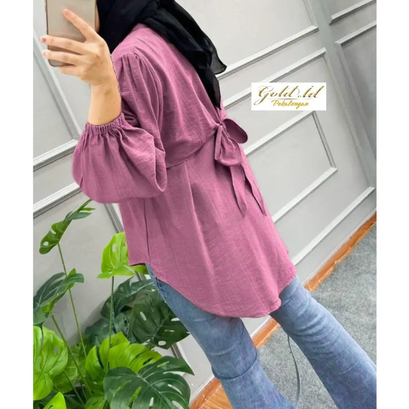 [THE NEWEST COLLECTIONS] NESYA Shirt Blouse Polo Linen Pita Belakang Vivian