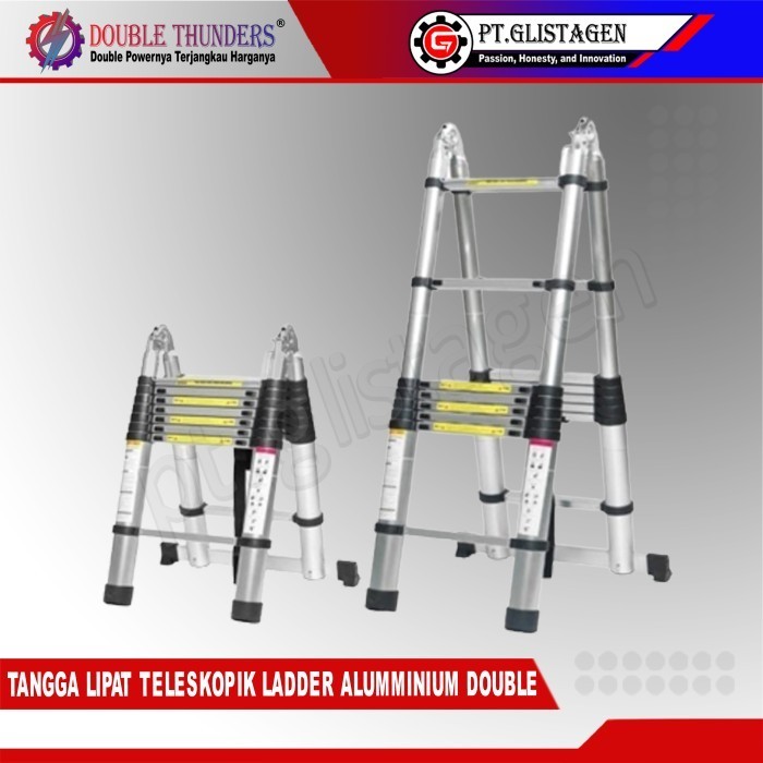 TANGGA TELESKOPIK ALUMINIUM DOUBLE 3.7METER + 3.7METER ( 7.4 METER )