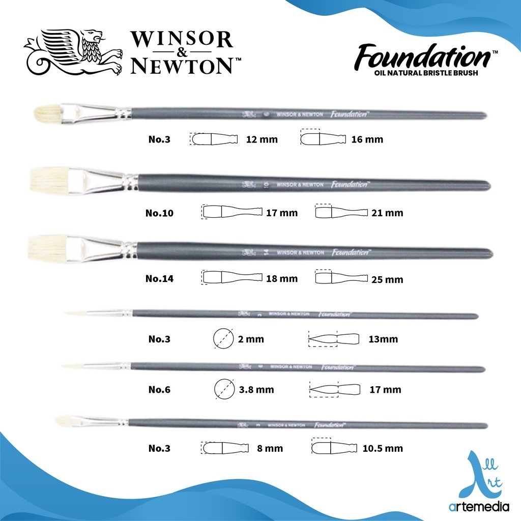 

Kuas Lukis Winsor & Newton Foundation Oil Brush Set Bristle Hog