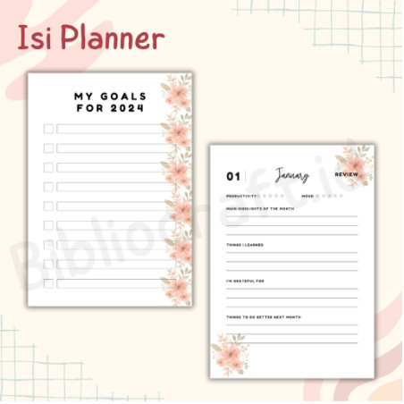 

BARANG TERLARIS Bibliocraft Weekly Monthly Planner-Agenda-Bullet Journal- Flower 1.0