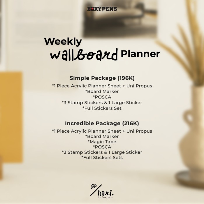 

BARANG TERLARIS Acrylic Package Weekly Wallboard