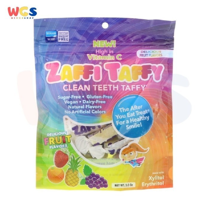 

Permen Zaffi Taffy Candy Fruit Sugar Free Natural Flavors 3oz 85g