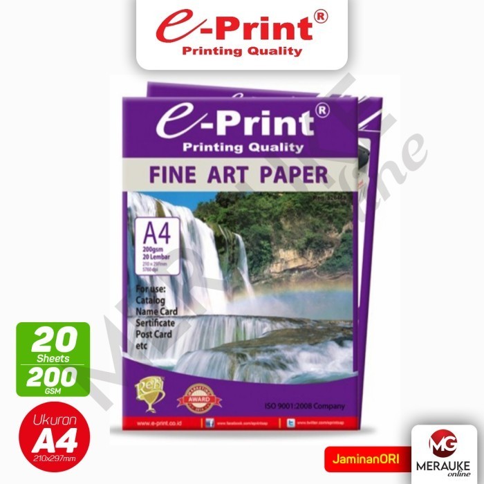 

Terlaris Kertas Foto E-Print Fine Art Paper A4 200Gsm 20S Promo Terbaru