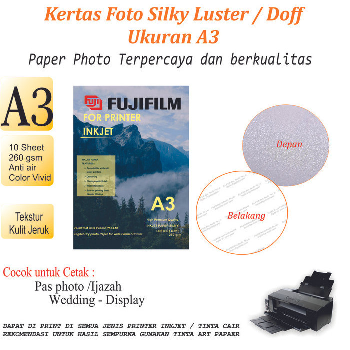 

Terlaris Kertas Foto Fujifilm A3 Silky Doff Promo Terbaru