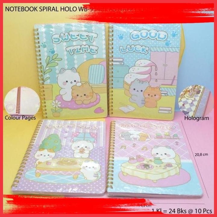 

(ANTI) BUKU NOTEBOOK SPIRAL HOLO MOTIF HAPPY CAT SATUAN