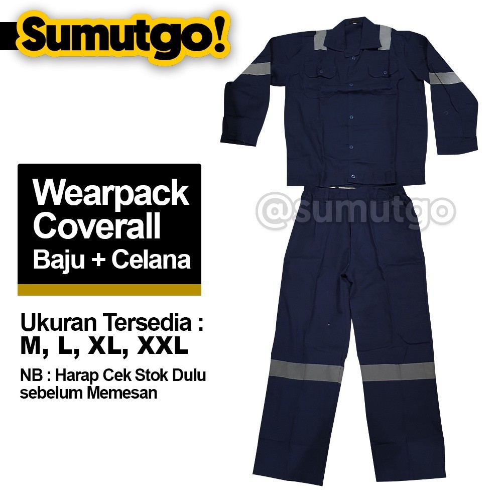 [FRESH STYLE] GET IT NOW Wearpack Safety Coverall Kerja Lengan Panjang Baju Celana Biru dongker