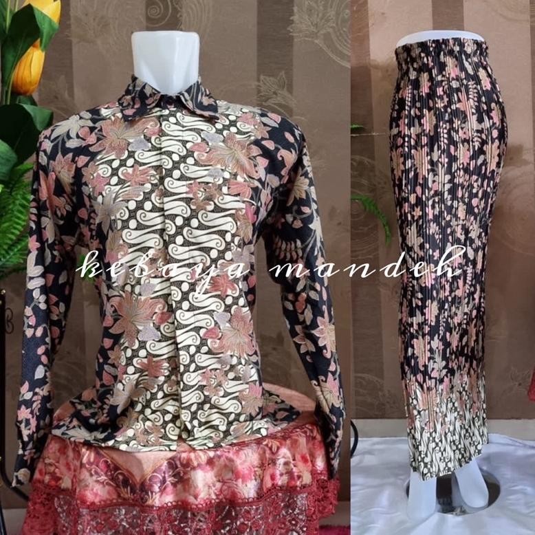 Kebayamandeh55 [Bougen Hitam] Set Couple Batik Keluarga / Rok Batik Couple / Batik Anak / Bougenvill