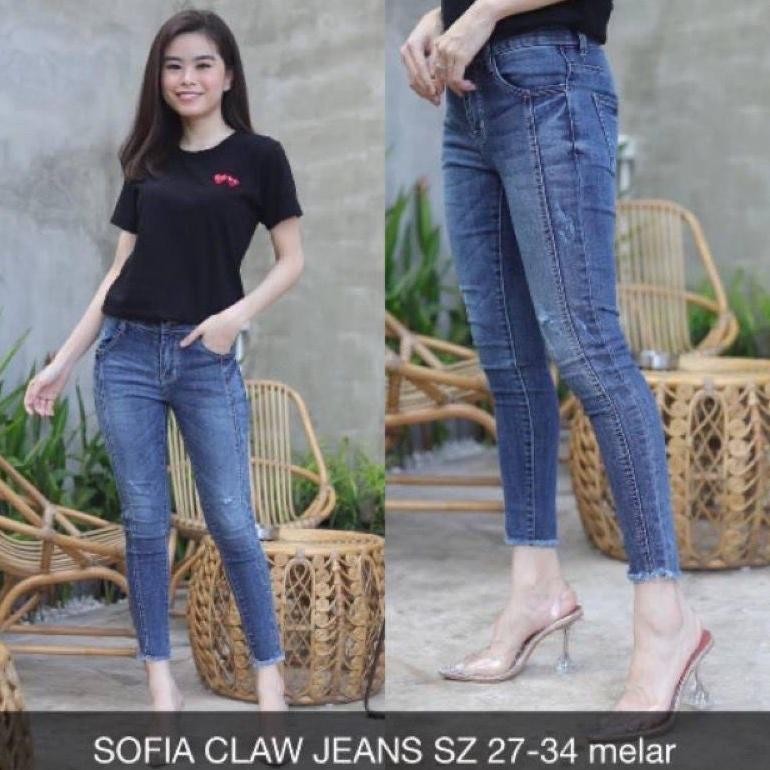  Celana Jeans Wanita 7/9 Celana Jumbo Ripped Jeans Dj Jeans Diarly Size 27-34