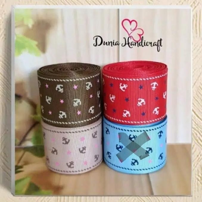 

Big Sale - Pita Grosgrain Motif 1.5" (4cm) Jangkar isi 6 meter - Coklat Tua !