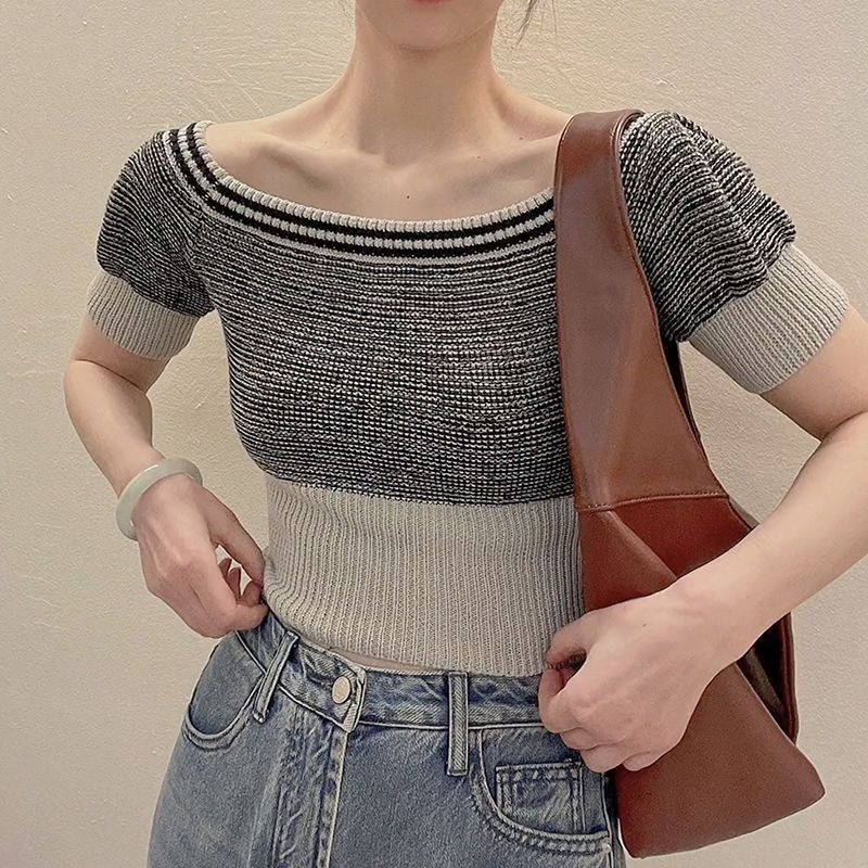 Baju Rajut Bahu Terbuka Wanita, Baju Atasan Gaya Korea