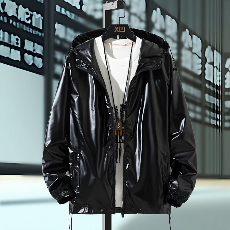 Men's Glossy Spring and Autumn Coat New Fashion Trendy Jacket