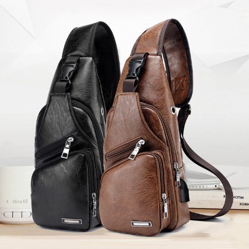 hanya disini] [COD] TAS SELEMPANG KULIT PRIA IMPORT SLEMPANG COWOK SELENDANG MURAH O