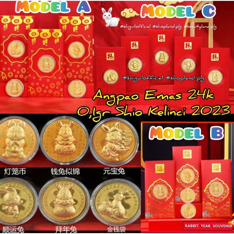 

Angpao Emas shio kelinci 24k angpao gold coin 0,1gr imlek