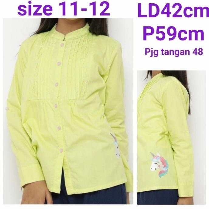 Sale Now Blouse Kemeja Anak Perempuan Aero Girls Hijau Unicorn Terbaik