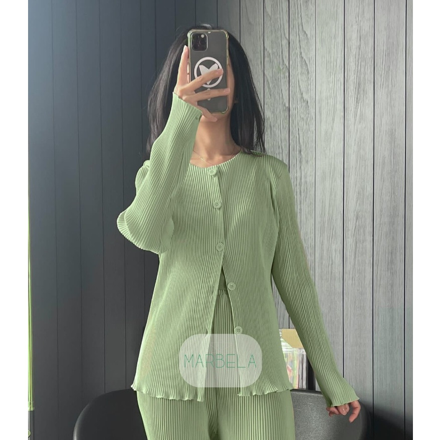 (A 01) MBL Blouse Wavy Plisket Lidi / Cardigan Plisket