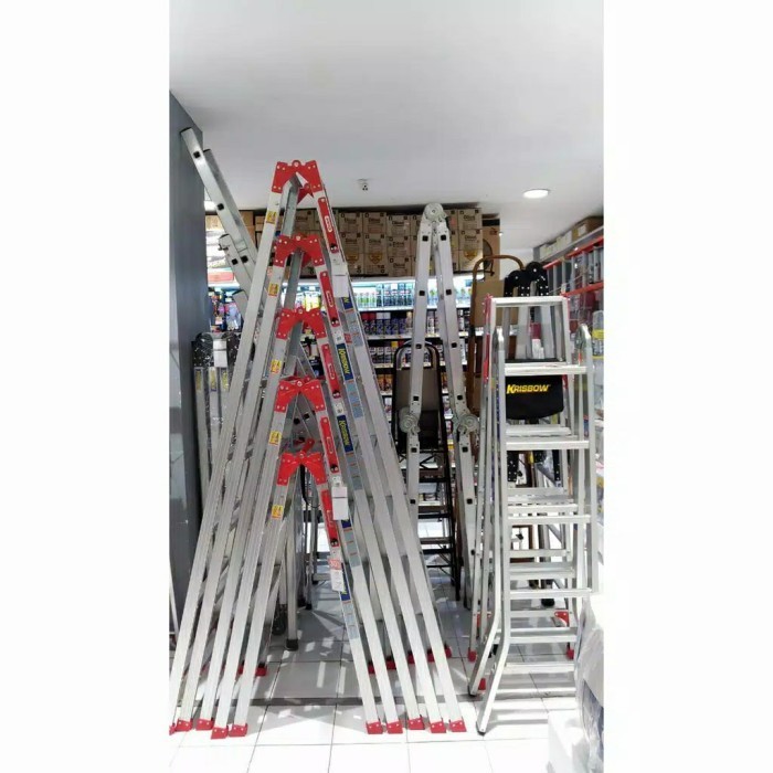 READY STOCK- Krisbow Tangga Lipat Multi Aluminium 4 Step 2.4M Ladder 2.4 Meter