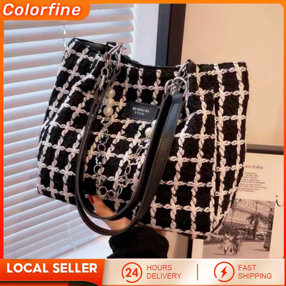 [BEST DEAL] CODTas Tote Bag Wanita Import 6322/tote bag tweed / tas tweed / tas bahu/ shoulder bag /