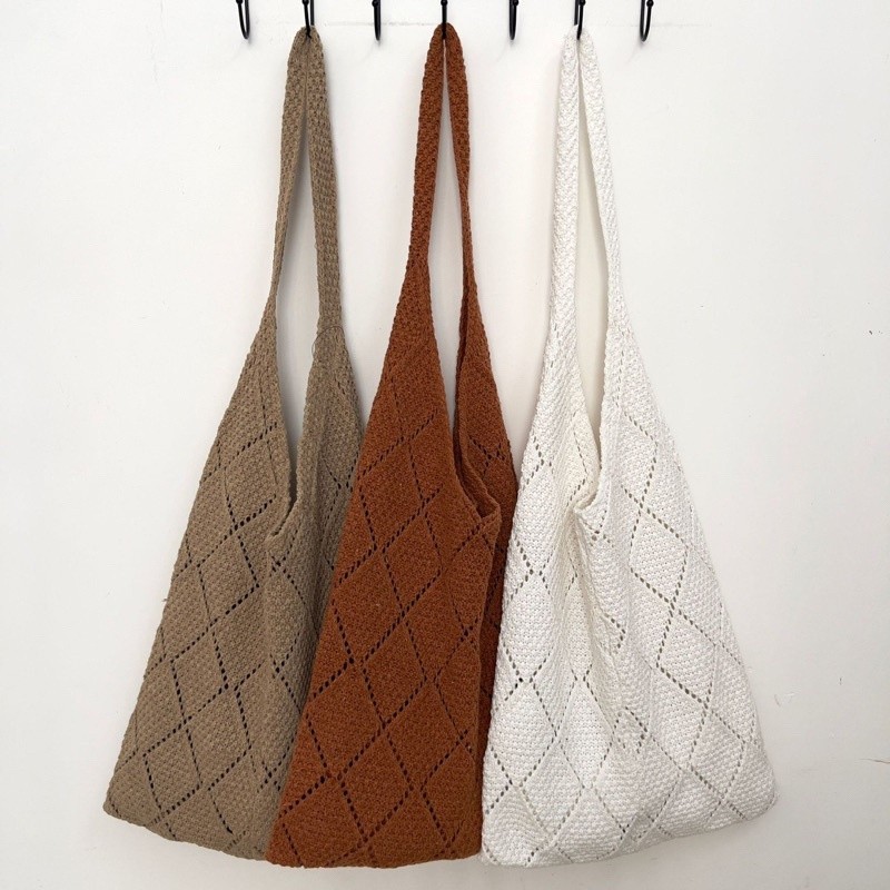 [BEST DEAL] Town Shell - Earth Knitted Korean Tote Bag / Tas Bahu Rajut / Sling Bag Jumbo / ToteBag