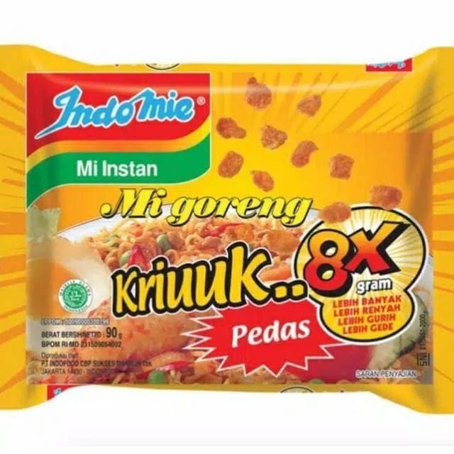 

`````````] Indomie Mi Goreng Kriuk Pedas 8x per pcs