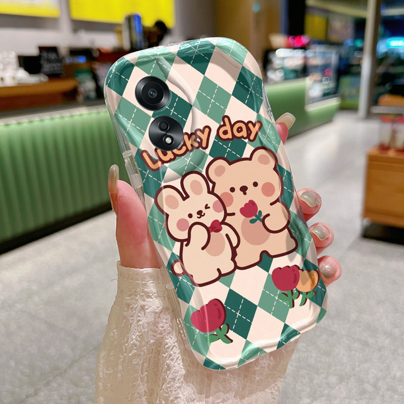 Casing Hp OPPO A58 4G A78 4G Case beruang kecil dan pola kelinci kecil Kesing HP indah ganda Softcas