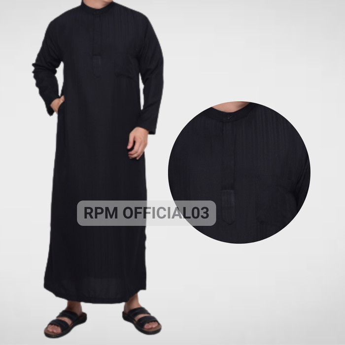 CODBaju Jubah Muslim Koko Gamis Pria Dewasa Saudi Premium Original Oblong - Hitam Polos, Lslimfit al