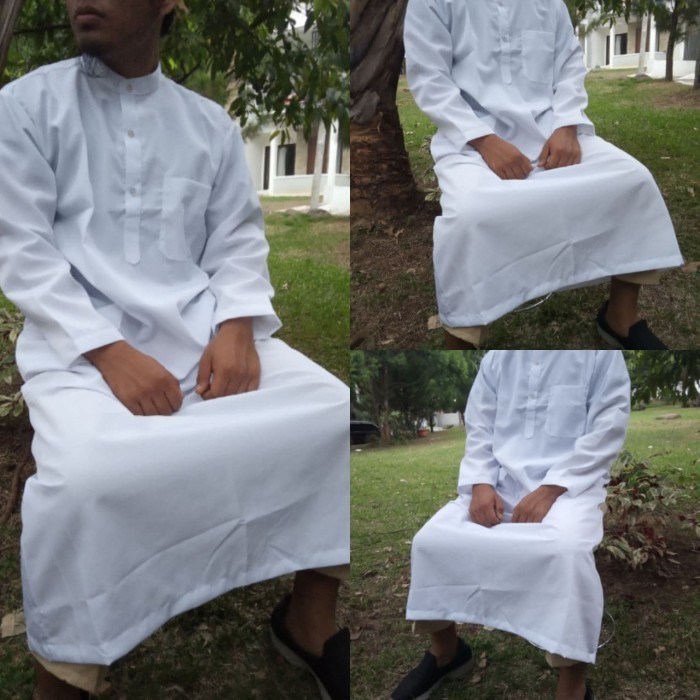 CODJubah Gamis Pria Polosal haramain jumbo jubah pria dewasa lengan pendek hitam premium slimfit