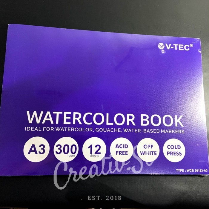 

Jualan Watercolor Book Pad A3 300 Gsm Cold Press V-Tec Limited