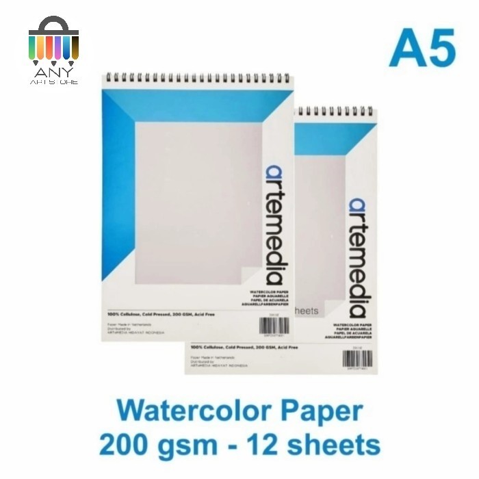 

Sale Artemedia Watercolor Book A5 Wirebound 200Gsm 12Sheets Buku Gambar Promo