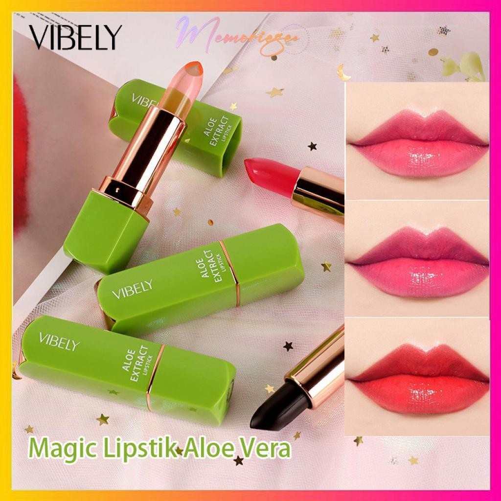 Douyin"  VIBELY Lipbalm Aloe Vera Gel Lipstik Berubah Warna Color Changing Magic Lipstick Jelly Lip 