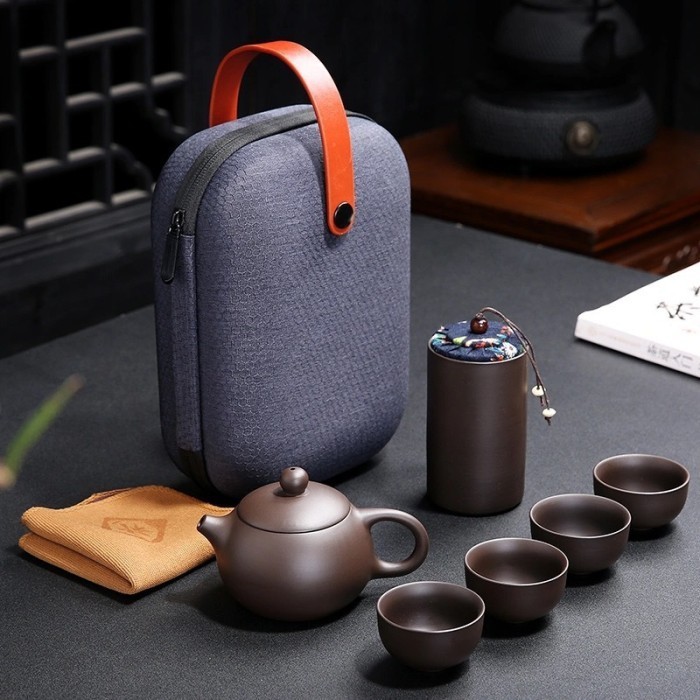 

Xi Shi Chinese Tea Pot Set Travel Pack Tanah Liat Pasir Ungu 6 In 1