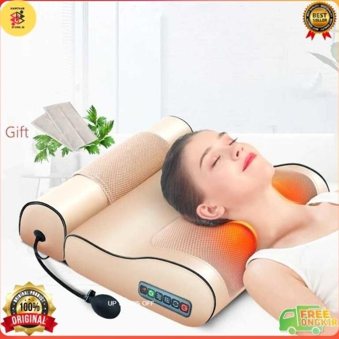 Bantal Pijat Leher Infrared Pemanasan Pijat Bahu Leher Bantal Terapi